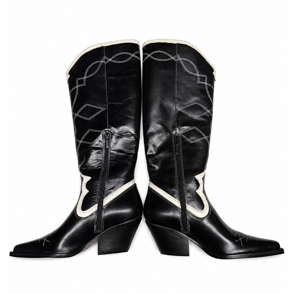 Vince Camuto Nedema Tall Western Boot Black/Creamy White Size 7.5 M New in Box - Picture 4 of 10